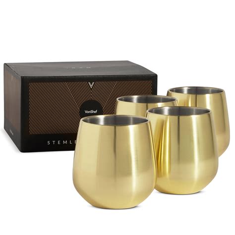 Stainless Steel Stemless Wine Glasses Gift Box Set